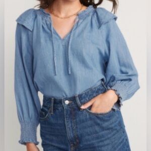 EUC Old Navy Women's Denim Puff-Sleeve L